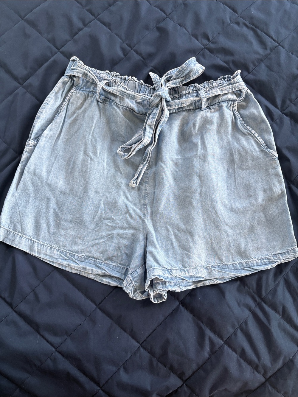 LC Lauren Conrad Light Blue Paperbag Tie-Waist High-Rise Shorts
